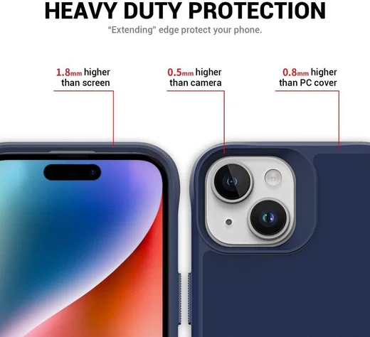 Apple iPhone 15 Hoesje Metalen Kickstand Back Cover Blauw afbeelding 6