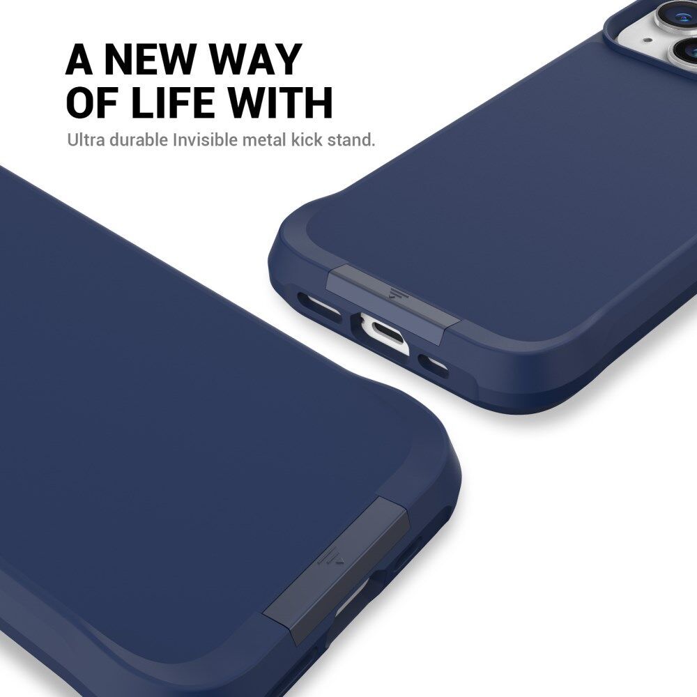 Apple iPhone 15 Hoesje Metalen Kickstand Back Cover Blauw afbeelding 8