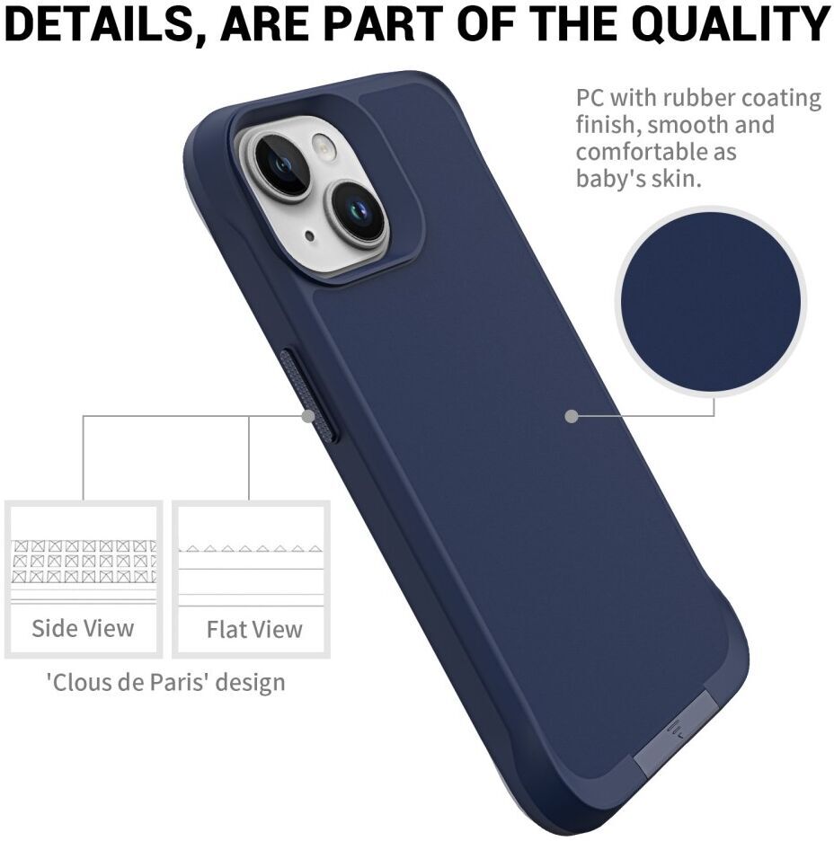 Apple iPhone 15 Hoesje Metalen Kickstand Back Cover Blauw afbeelding 9