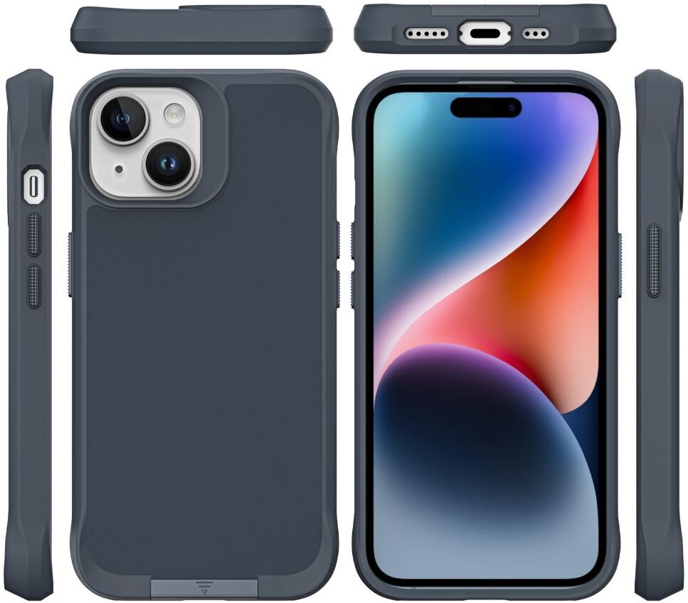 Apple iPhone 15 Hoesje Metalen Kickstand Back Cover Grijs afbeelding 9