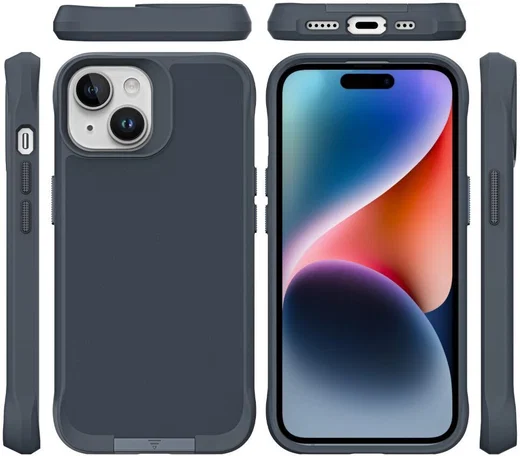 Apple iPhone 15 Hoesje Metalen Kickstand Back Cover Grijs afbeelding 9