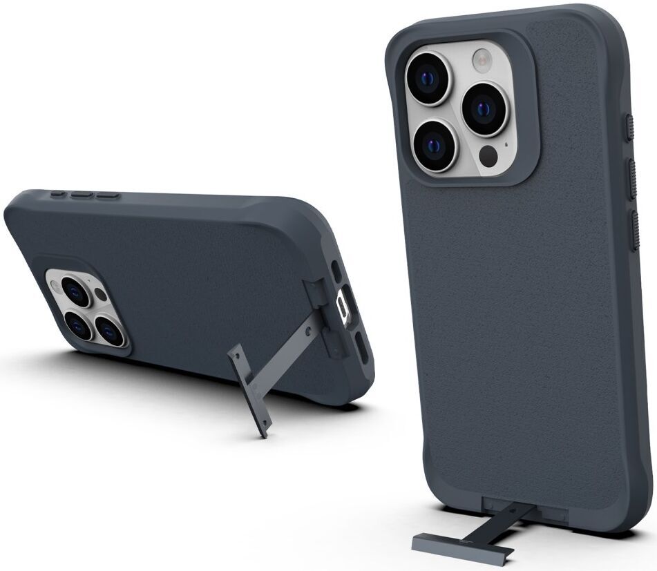Apple iPhone 15 Pro Hoesje Metalen Kickstand Back Cover Grijs afbeelding 1