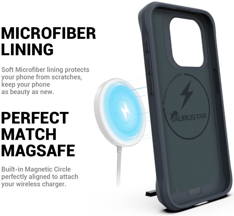 Apple iPhone 15 Pro Hoesje Metalen Kickstand Back Cover Grijs afbeelding 3