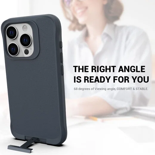 Apple iPhone 15 Pro Hoesje Metalen Kickstand Back Cover Grijs afbeelding 5