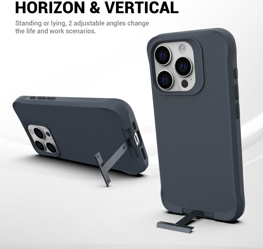 Apple iPhone 15 Pro Hoesje Metalen Kickstand Back Cover Grijs afbeelding 7