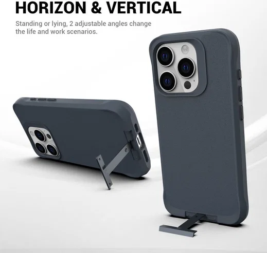 Apple iPhone 15 Pro Hoesje Metalen Kickstand Back Cover Grijs afbeelding 7