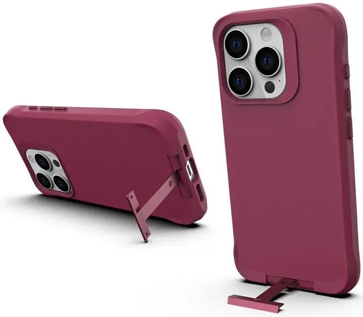 Apple iPhone 15 Pro Hoesje Metalen Kickstand Back Cover Rood afbeelding 1