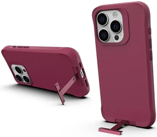 Apple iPhone 15 Pro Hoesje Metalen Kickstand Back Cover Rood afbeelding 1