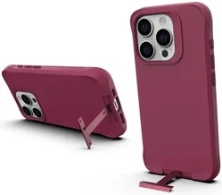 Apple iPhone 15 Pro Hoesje Metalen Kickstand Back Cover Rood afbeelding