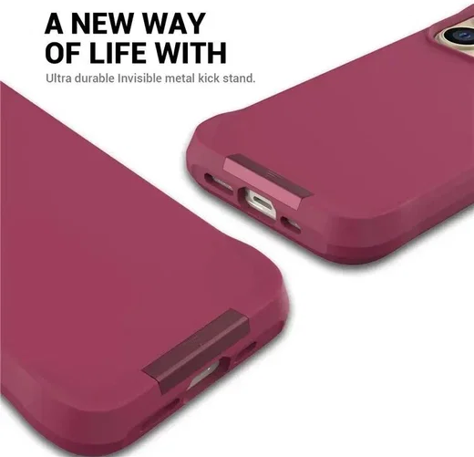 Apple iPhone 15 Pro Hoesje Metalen Kickstand Back Cover Rood afbeelding 6