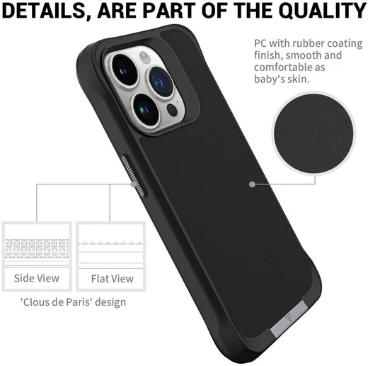 Apple iPhone 15 Pro Max Hoesje Metalen Kickstand Back Cover Zwart afbeelding 9