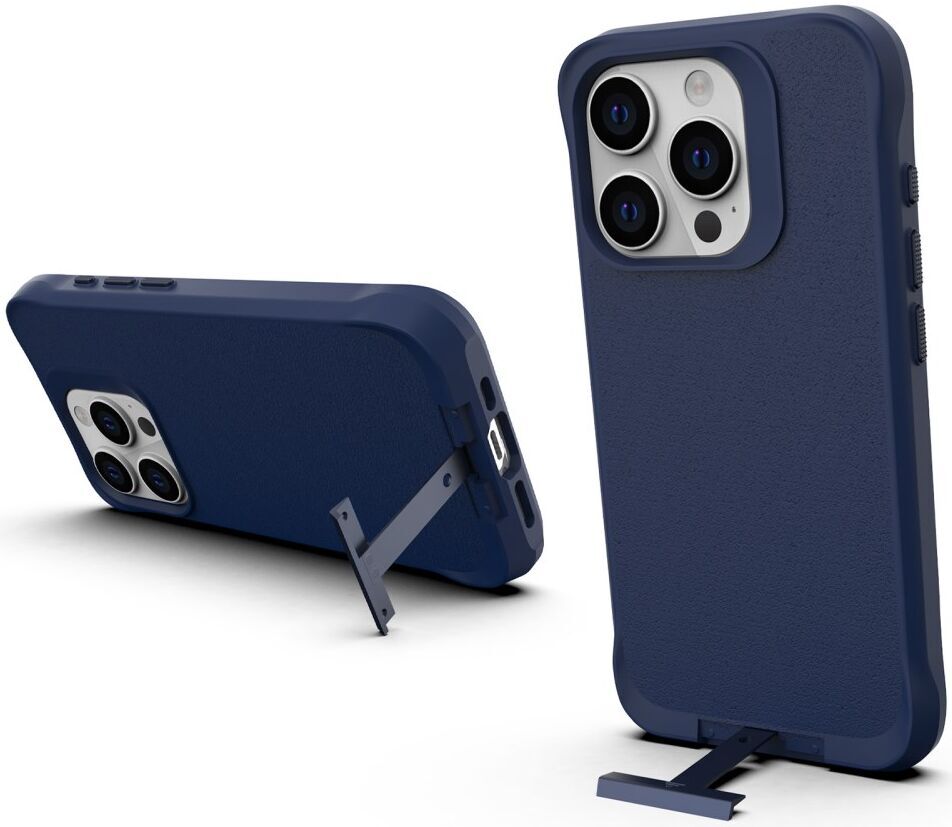Apple iPhone 15 Pro Max Hoesje Metalen Kickstand Back Cover Blauw afbeelding 1