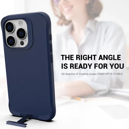 Apple iPhone 15 Pro Max Hoesje Metalen Kickstand Back Cover Blauw afbeelding 5
