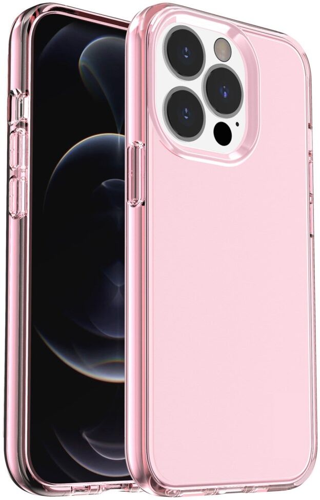 Apple iPhone 15 Pro Hoesje TPU Back Cover Roze Transparant afbeelding 1