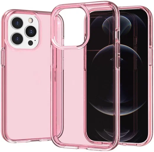 Apple iPhone 15 Pro Hoesje TPU Back Cover Roze Transparant afbeelding 4