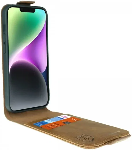 Rosso Element Apple iPhone 15 Pro Max Hoesje Verticale Flip Case Bruin afbeelding 2