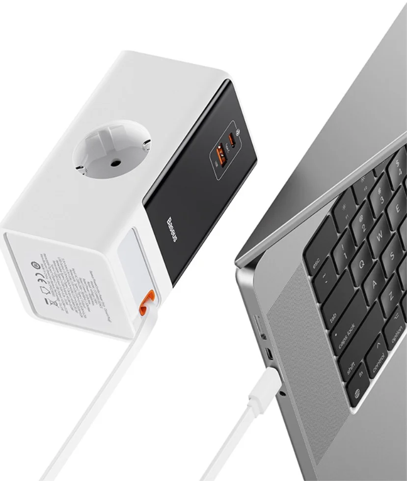 Baseus GaN 65W Fast Charge Laadstation met AC/USB-C/USB-A Wit afbeelding 11