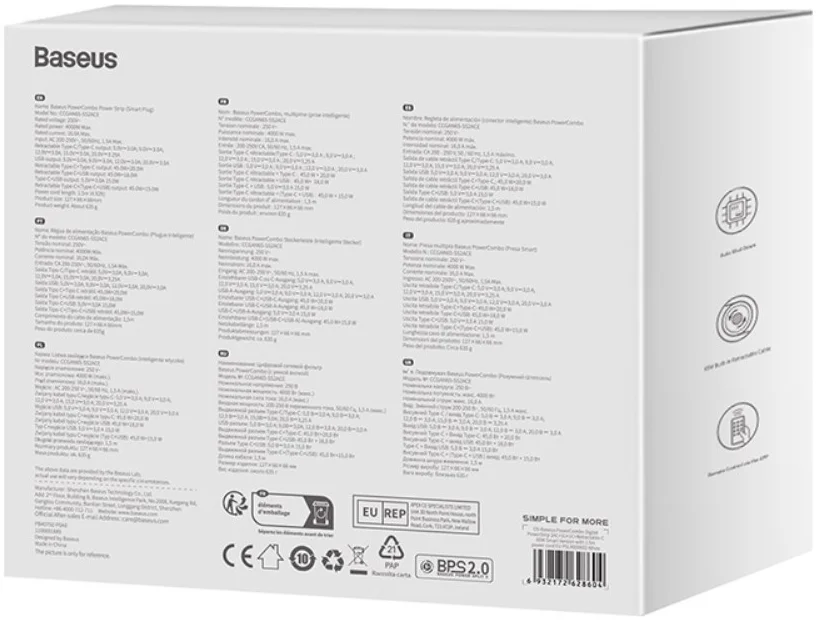 Baseus GaN 65W Fast Charge Laadstation met AC/USB-C/USB-A Wit afbeelding 14