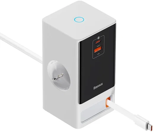 Baseus GaN 65W Fast Charge Laadstation met AC/USB-C/USB-A Wit afbeelding 2