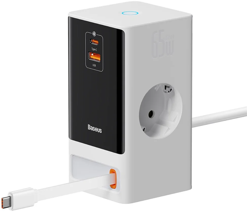Baseus GaN 65W Fast Charge Laadstation met AC/USB-C/USB-A Wit afbeelding 9