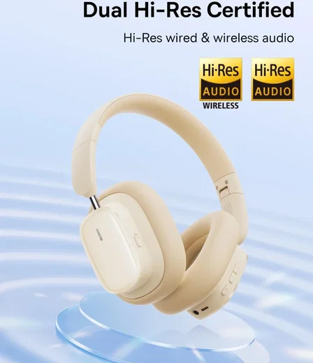 Baseus Bowie H1i Noise Cancelling Draadloze Koptelefoon ANC Beige afbeelding 4