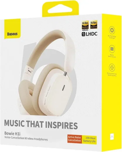 Baseus Bowie H1i Noise Cancelling Draadloze Koptelefoon ANC Beige afbeelding 17