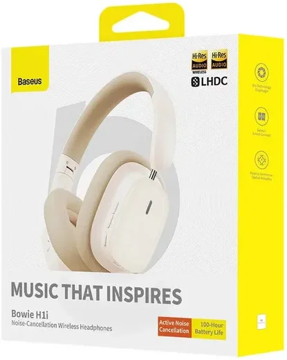 Baseus Bowie H1i Noise Cancelling Draadloze Koptelefoon ANC Beige afbeelding 15