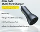 Baseus GaN USB/USB-C Auto Snellader 65W met Power Delivery Grijs afbeelding 3