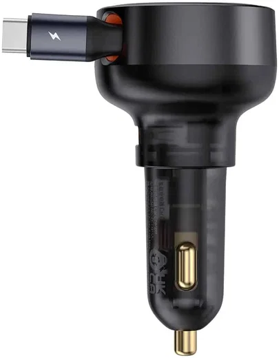 Baseus Enjoyment Pro Autolader 60W met Uitrekbare USB-C Kabel Zwart afbeelding 11