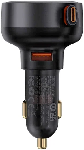 Baseus Enjoyment Pro Autolader 60W met Uitrekbare USB-C Kabel Zwart afbeelding 2