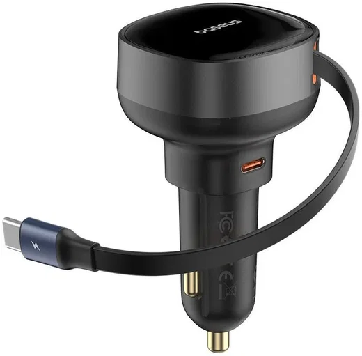 Baseus Enjoyment Autolader 55W met Uitrekbare Lightning Kabel Zwart afbeelding 7