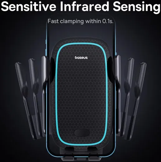 Baseus MilkyWay Telefoon Ventilatierooster Draadloos Opladen 15W Zwart afbeelding 4