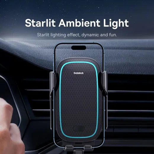 Baseus MilkyWay Telefoon Ventilatierooster Draadloos Opladen 15W Zwart afbeelding 5