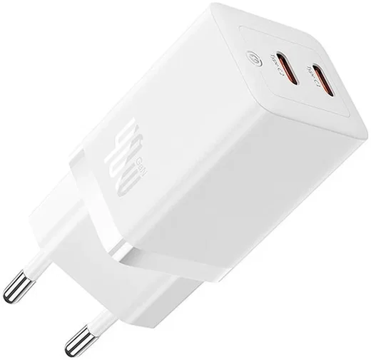 Baseus GaN5 Pro 40W Compacte Fast Charger Duo USB-C Wit afbeelding 2