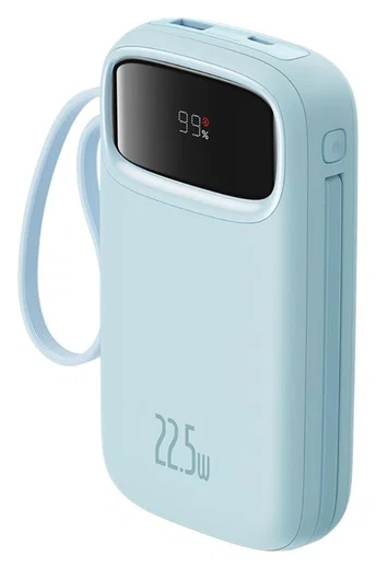 Baseus 20.000 mAh Powerbank met Ingebouwde USB-C/Lightning Kabel Blauw afbeelding 1