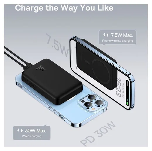 Baseus Mini 10.000 mAh Powerbank Compact met MagSafe Zwart 30W afbeelding 3