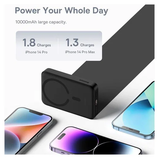 Baseus Mini 10.000 mAh Powerbank Compact met MagSafe Zwart 30W afbeelding 4