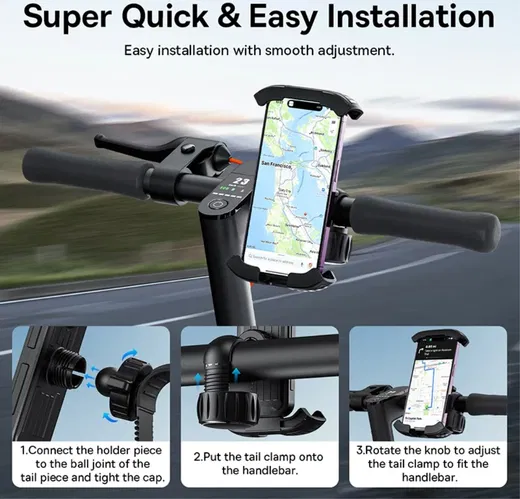 Baseus QuickGo Universele Telefoonhouder Motor/Fiets Zwart afbeelding 7