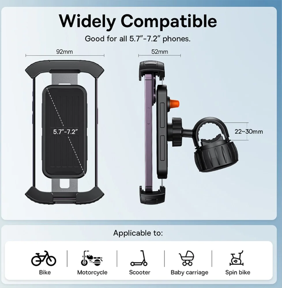 Baseus QuickGo Universele Telefoonhouder Motor/Fiets Zwart afbeelding 8