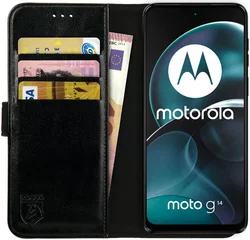 Rosso Element Motorola Moto G14 Hoesje Book Case Wallet Zwart afbeelding
