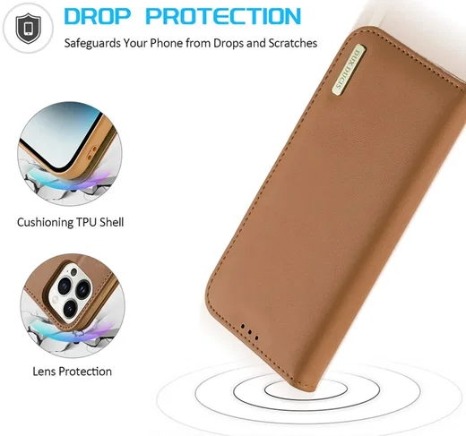 Dux Ducis Hivo Apple iPhone 15 Pro Hoesje RFID Book Case Bruin afbeelding 5