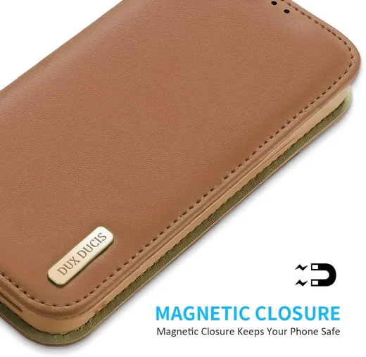 Dux Ducis Hivo Apple iPhone 15 Pro Hoesje RFID Book Case Bruin afbeelding 6
