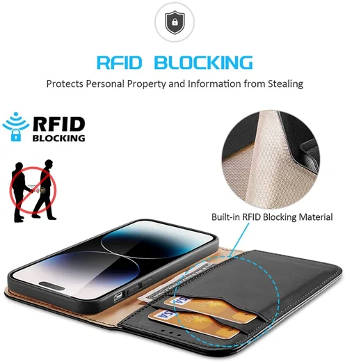 Dux Ducis Hivo Apple iPhone 15 Pro Max Hoesje RFID Book Case Zwart afbeelding 3