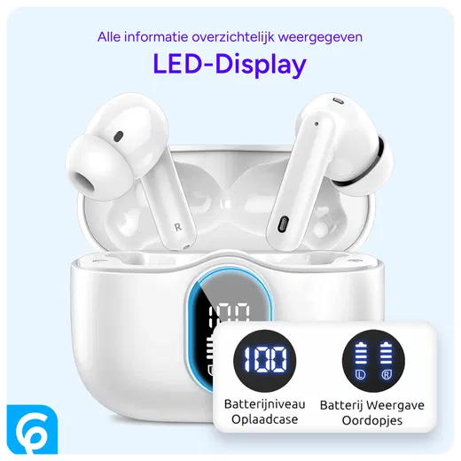 SBG Draadloze Oordopjes Noise Cancelling Bluetooth met Display Wit afbeelding 6