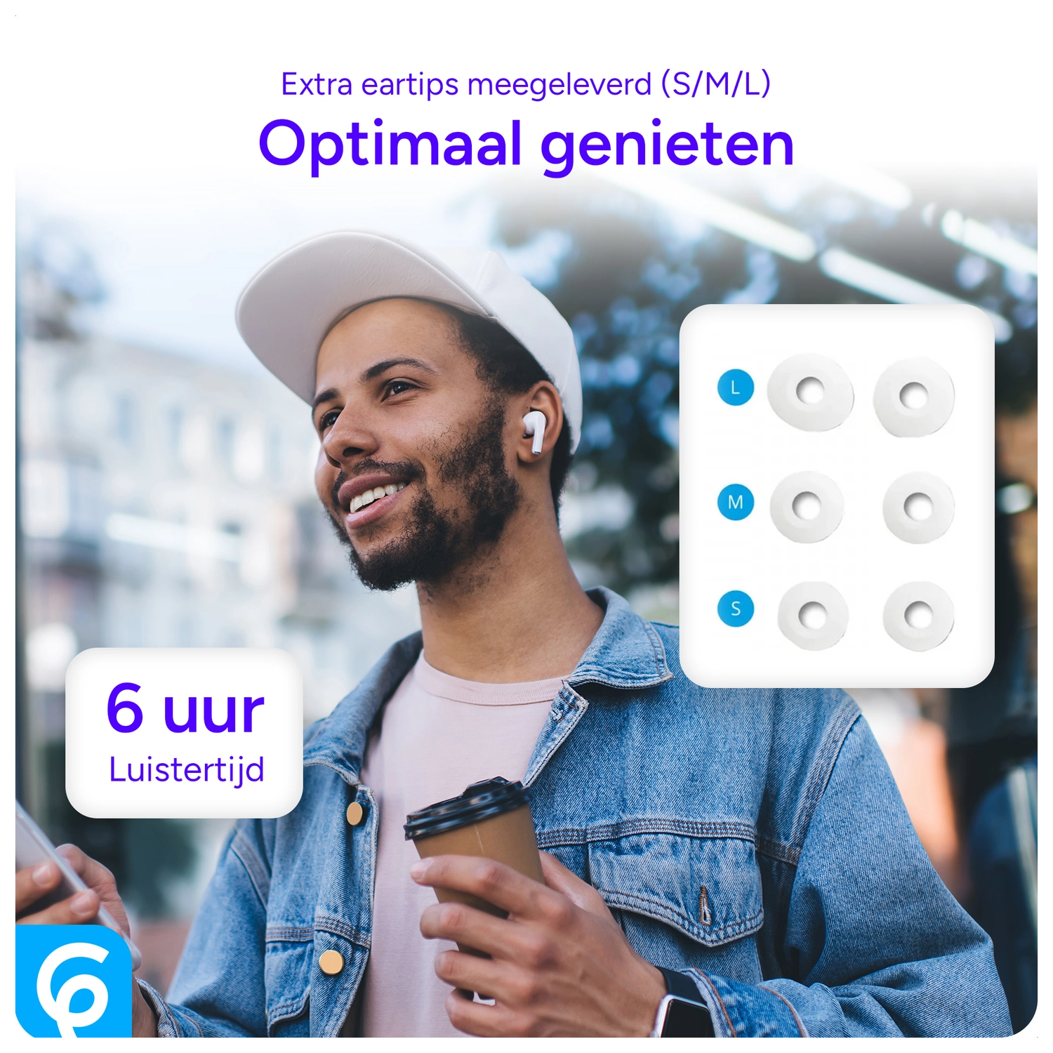SBG Draadloze Oordopjes Noise Cancelling Bluetooth met Display Wit afbeelding 7