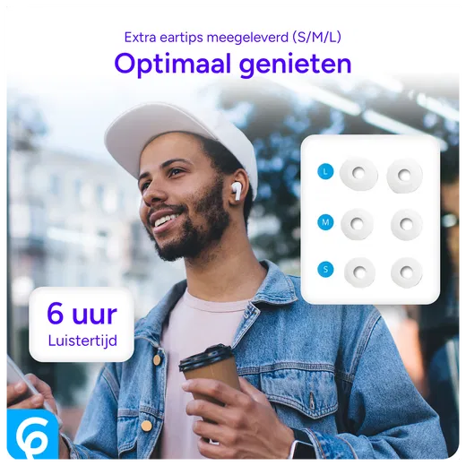 SBG Draadloze Oordopjes Noise Cancelling Bluetooth met Display Wit afbeelding 7