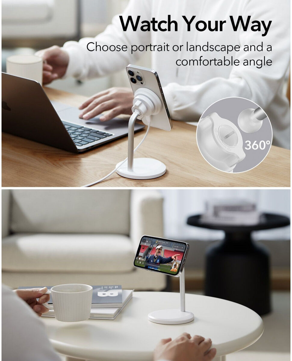 ESR HaloLock Shift MagSafe Telefoon Bureau Houder met Opladen 15W Wit afbeelding 5