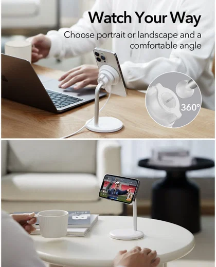 ESR HaloLock Shift MagSafe Telefoon Bureau Houder met Opladen 15W Wit afbeelding 5