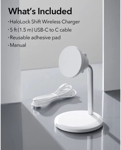 ESR HaloLock Shift MagSafe Telefoon Bureau Houder met Opladen 15W Wit afbeelding 9