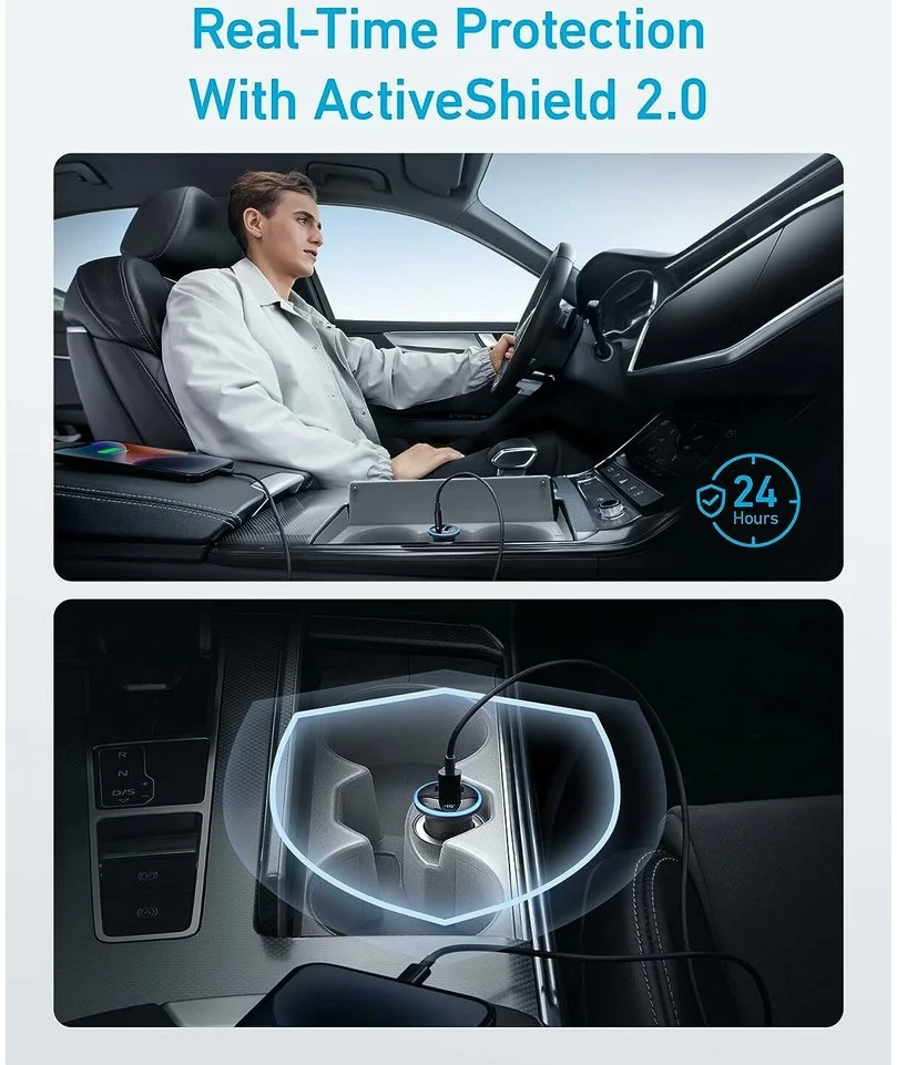 Anker 323 (52.5W) 2-Poorts USB / USB-C Autolader Fast Charge Zwart afbeelding 4